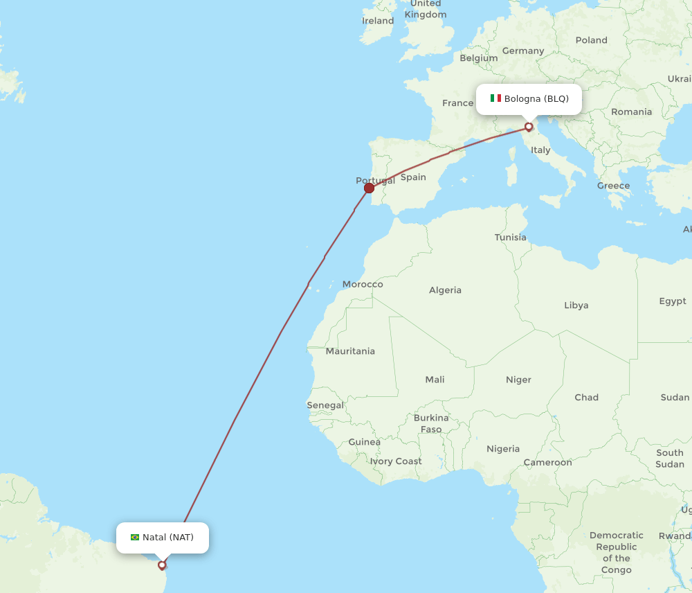 NAT-BLQ flight routes