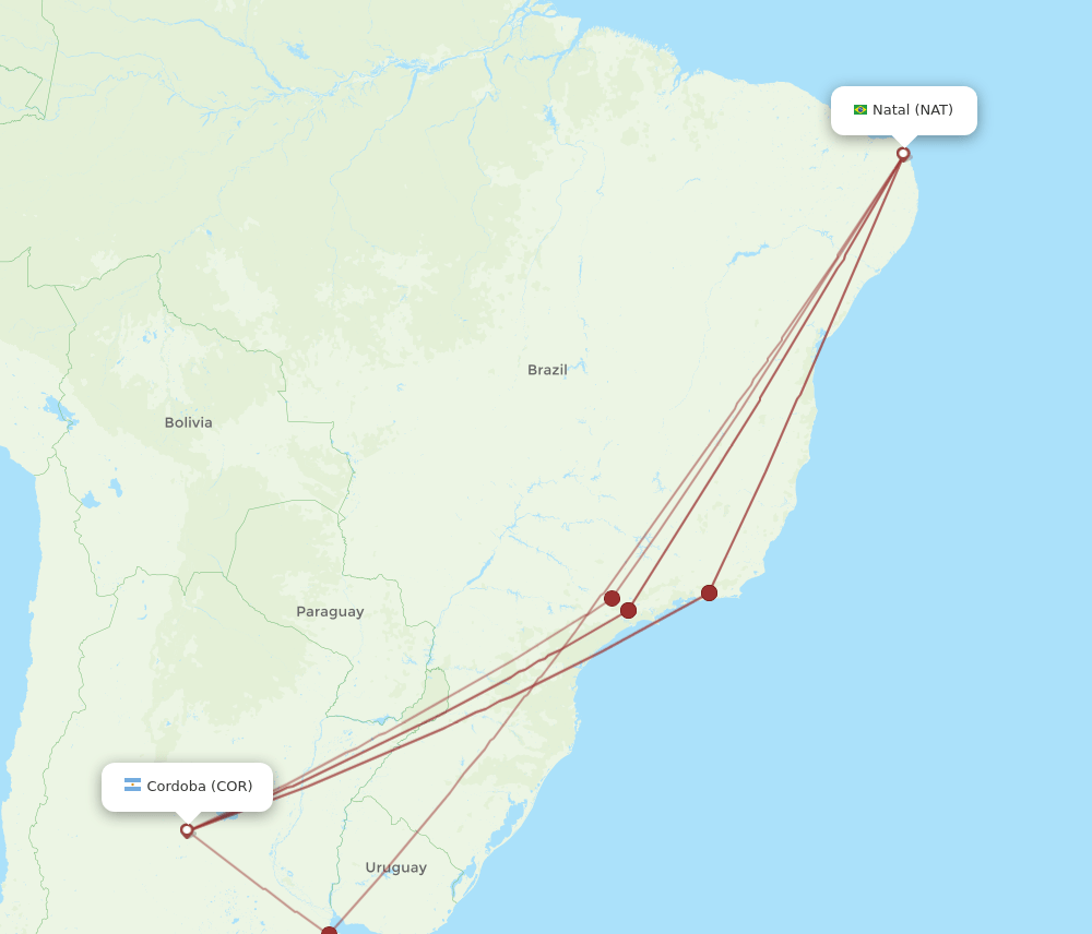 NAT-COR flight routes
