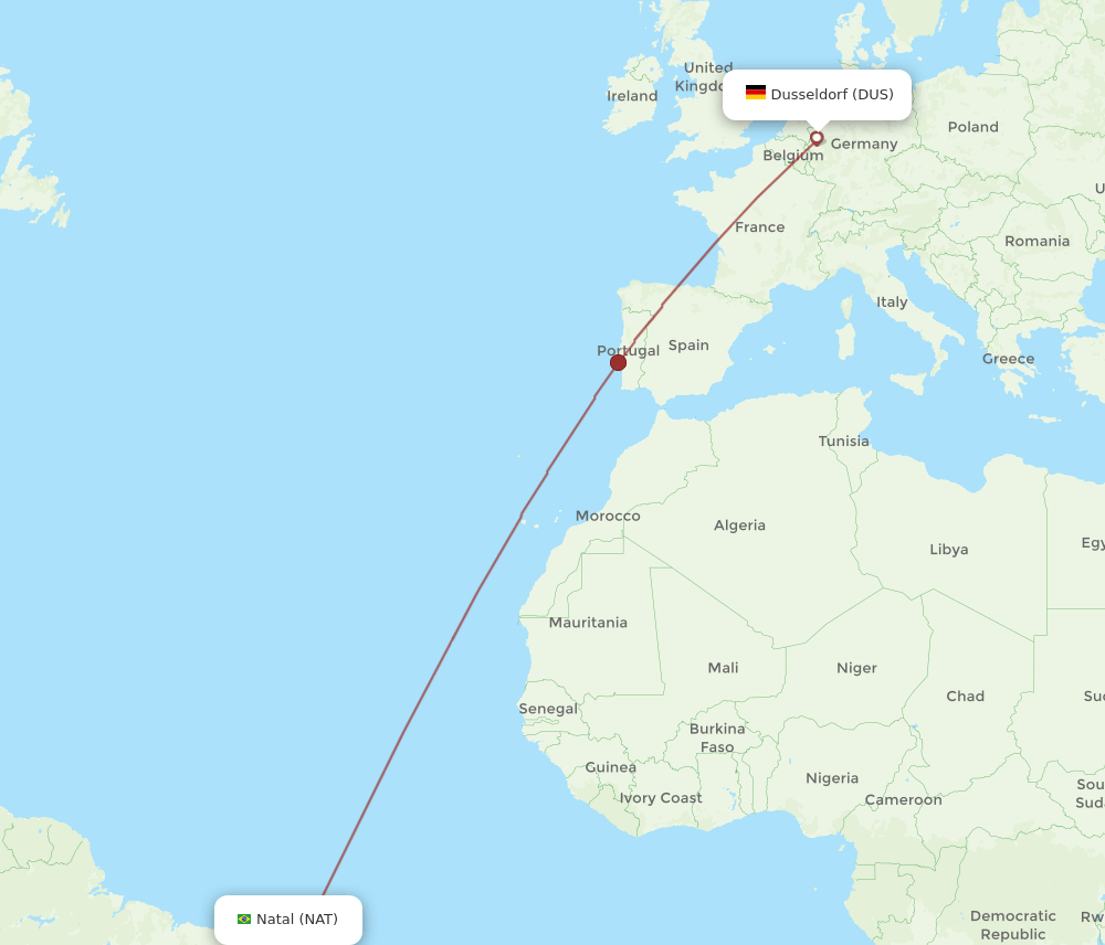 NAT-DUS flight routes