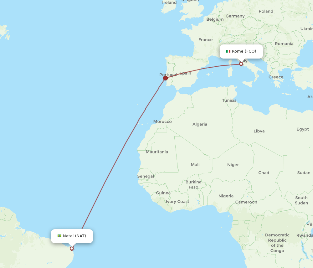 NAT-FCO flight routes