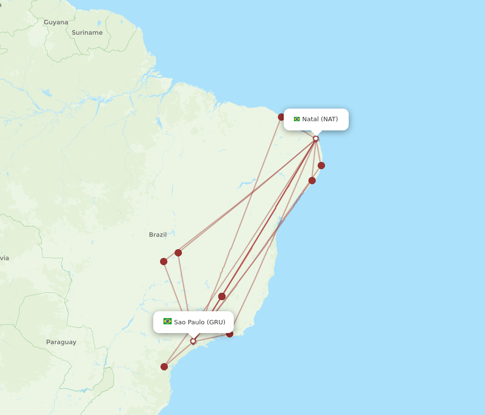 NAT-GRU flight routes