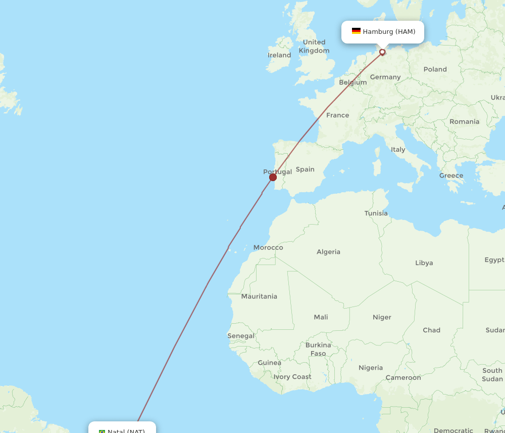NAT-HAM flight routes