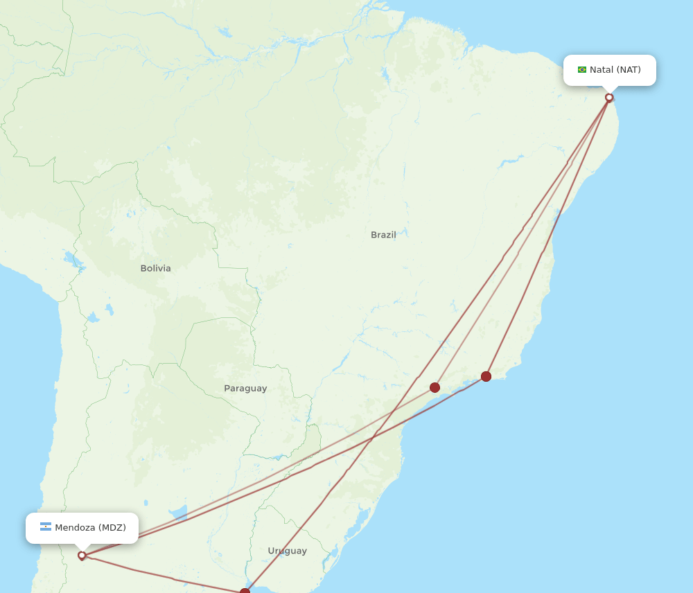 NAT-MDZ flight routes