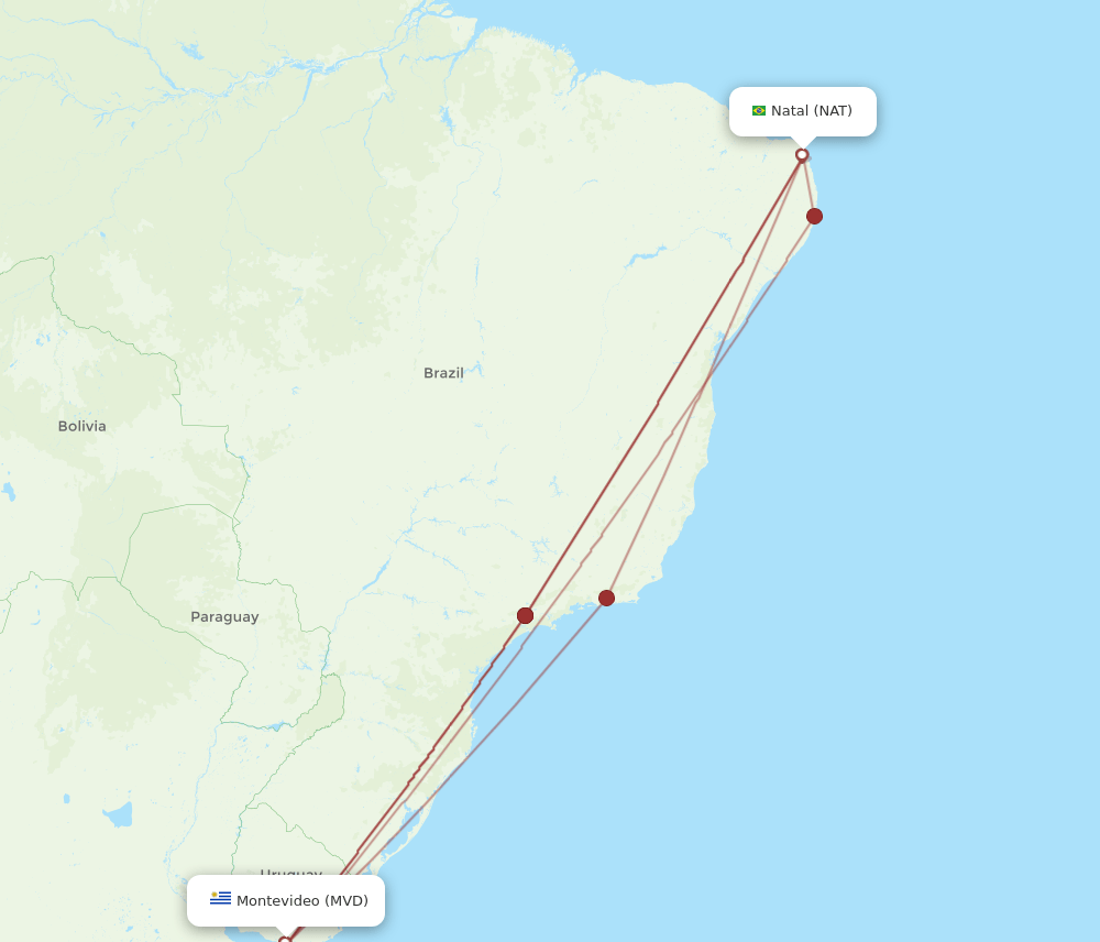 NAT-MVD flight routes