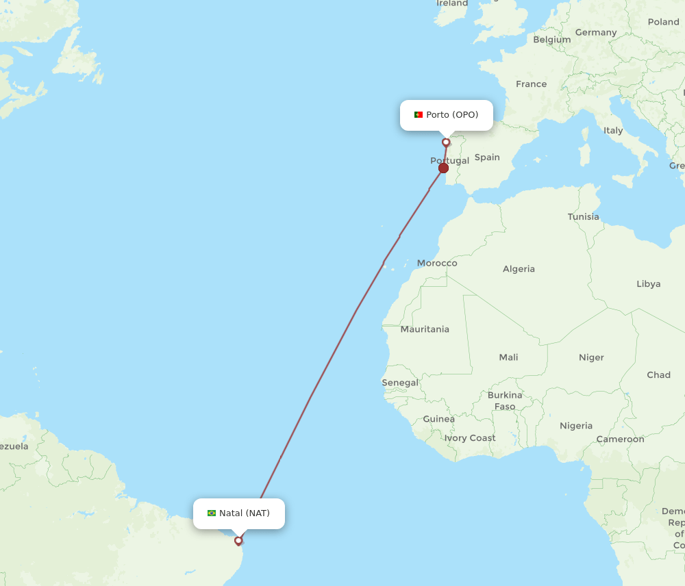 NAT-OPO flight routes