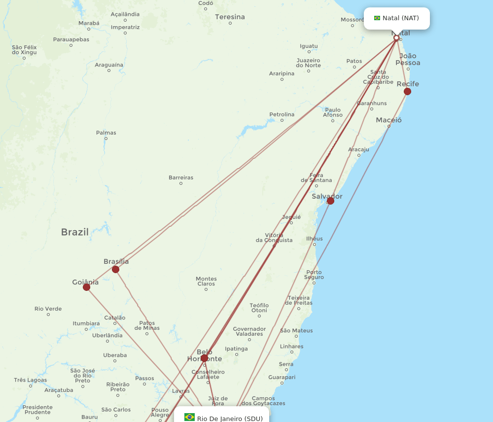 NAT-SDU flight routes