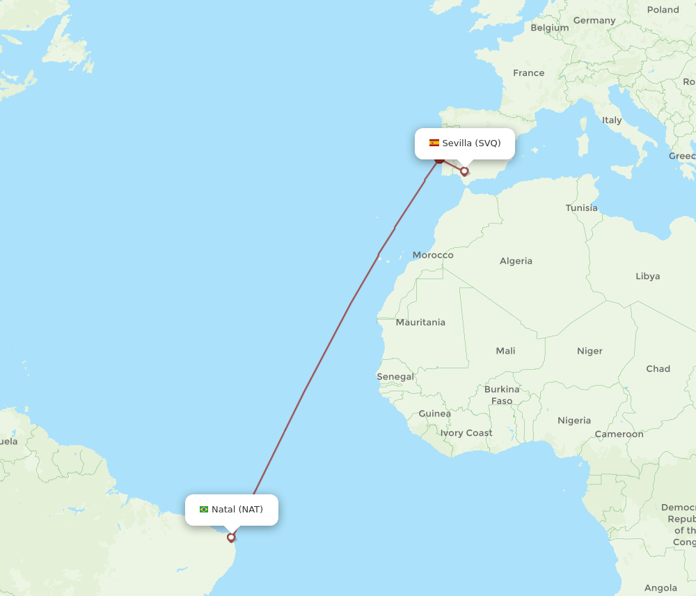 NAT-SVQ flight routes