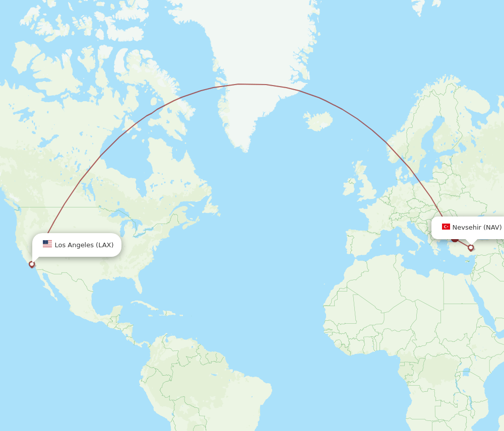 NAV-LAX flight routes