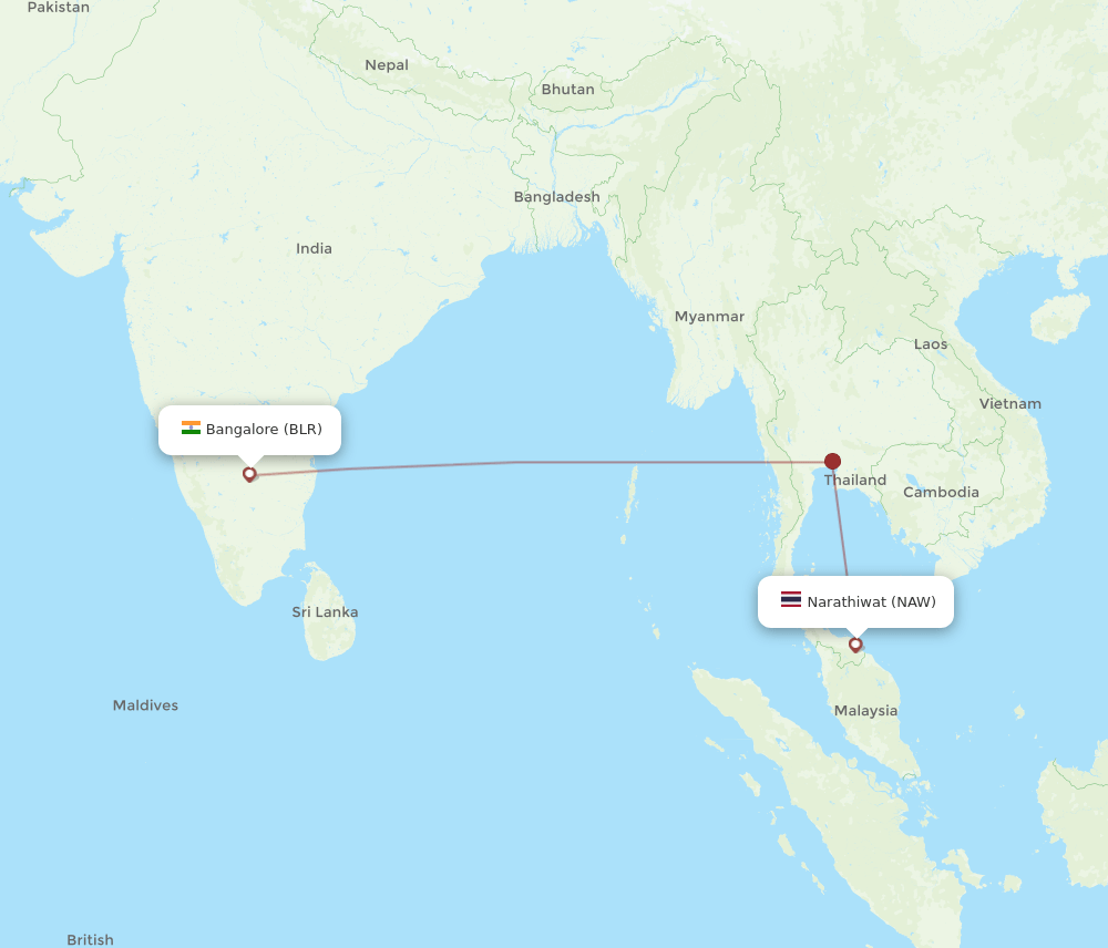 NAW-BLR flight routes
