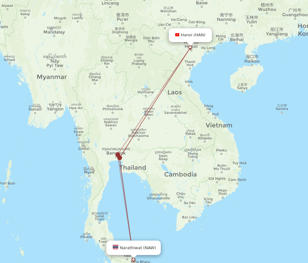 NAW-HAN flight routes