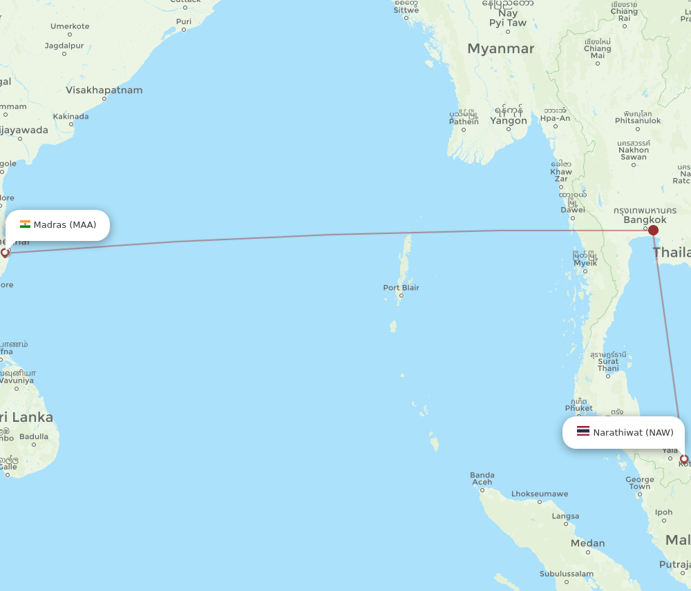 NAW-MAA flight routes