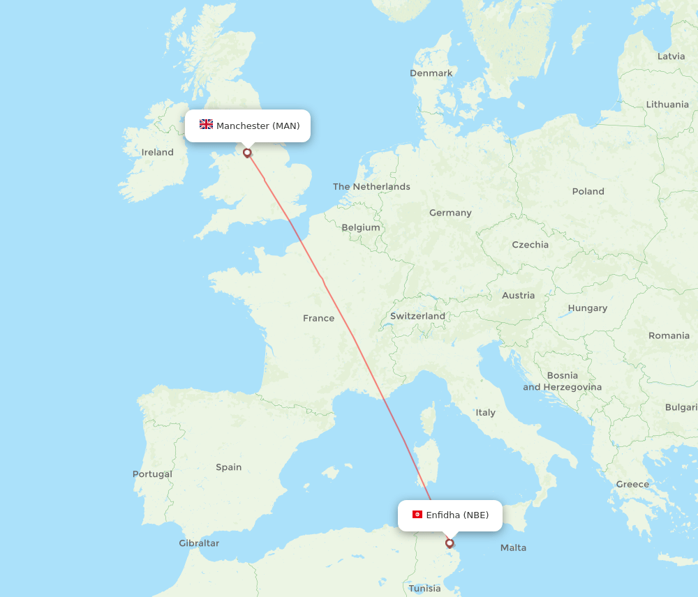 NBE-MAN flight routes