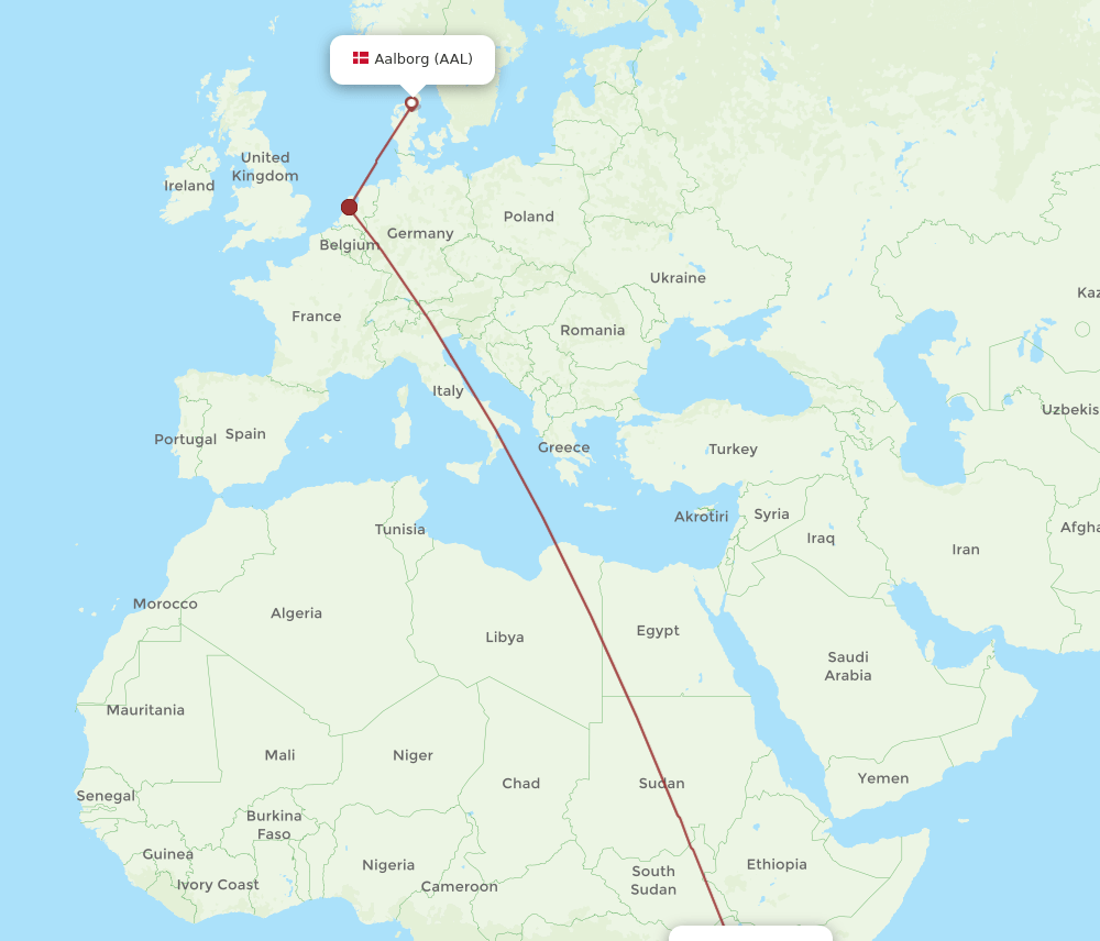 NBO-AAL flight routes