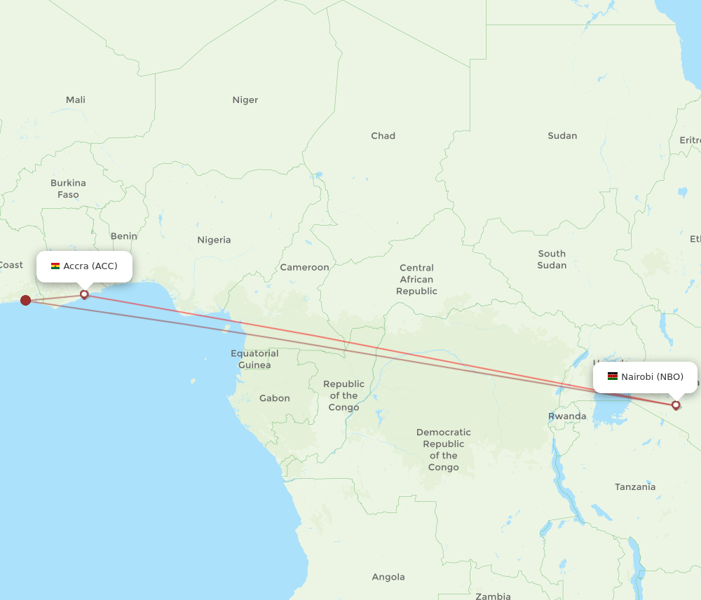 ACC to NBO flights and routes map