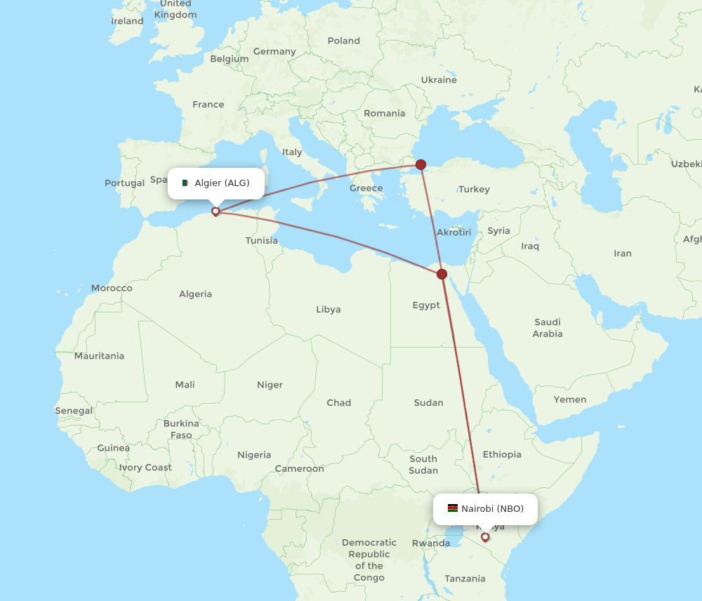 NBO-ALG flight routes