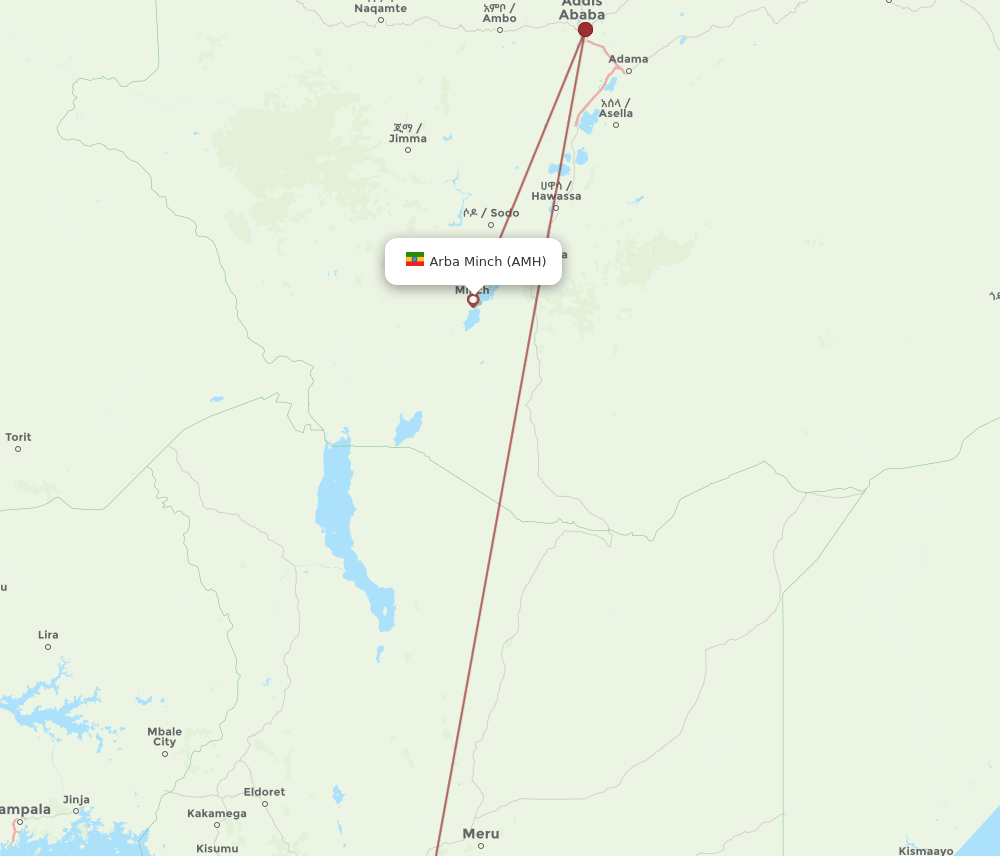 NBO to AMH flights and routes map