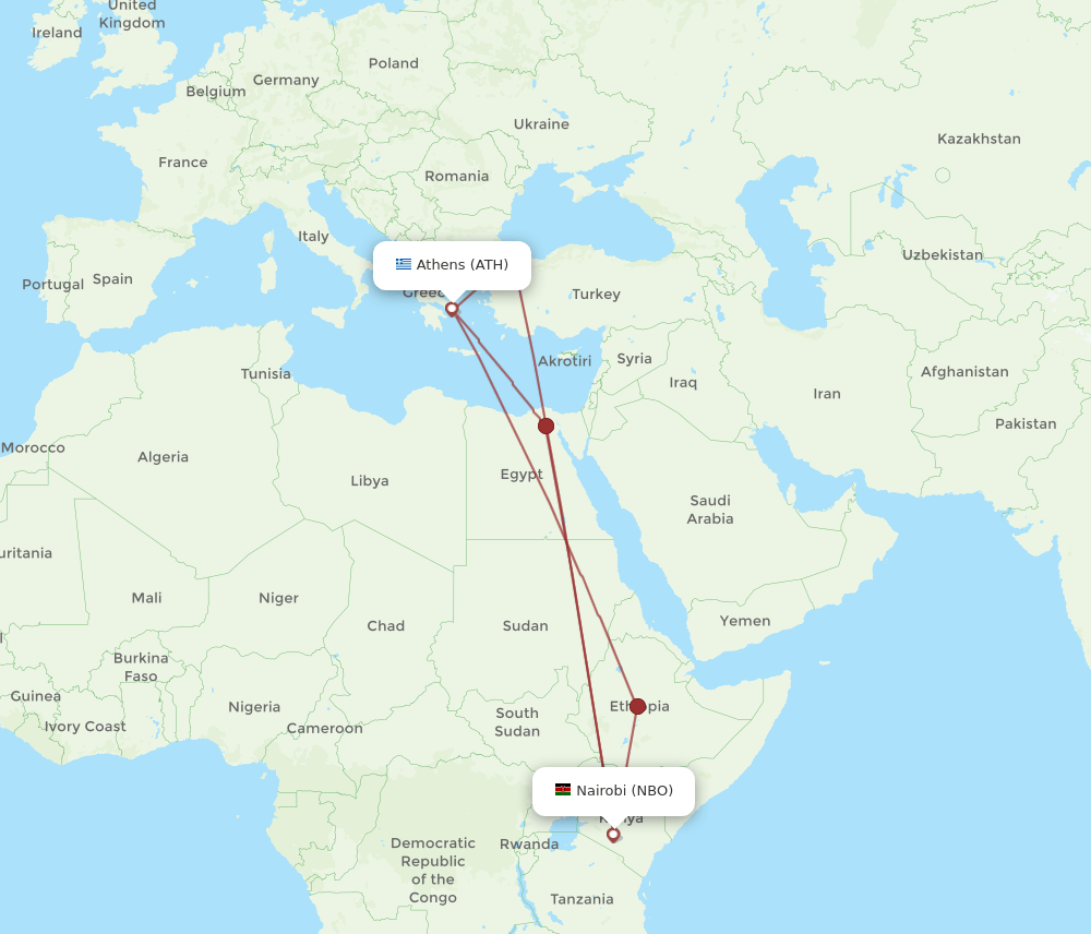NBO-ATH flight routes