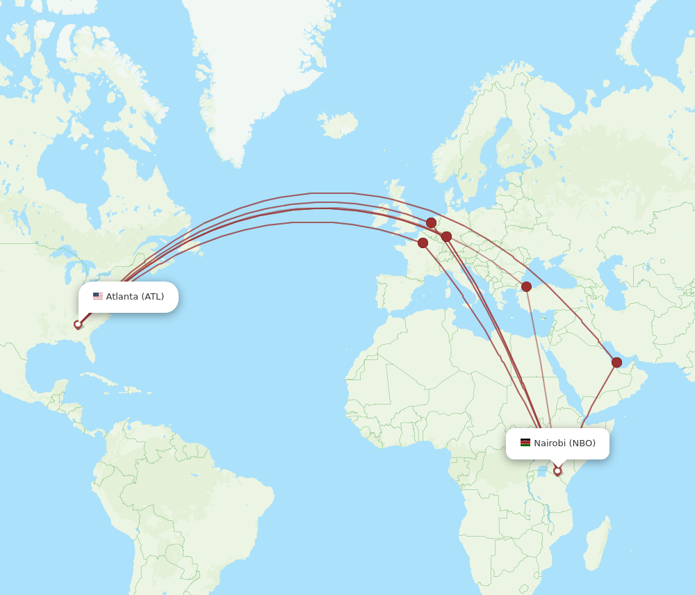 NBO-ATL flight routes