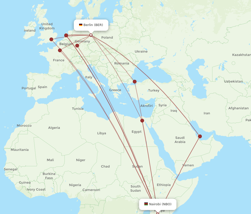NBO-BER flight routes