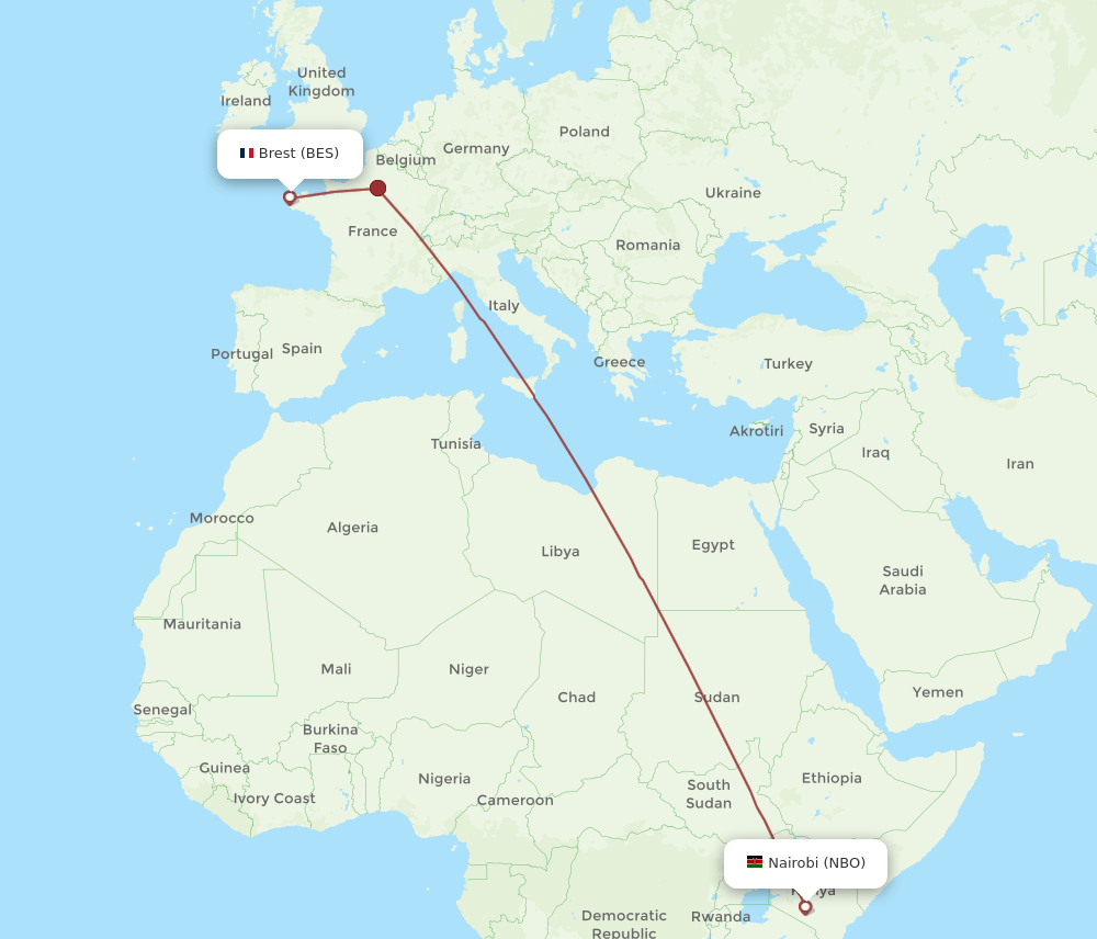 NBO-BES flight routes