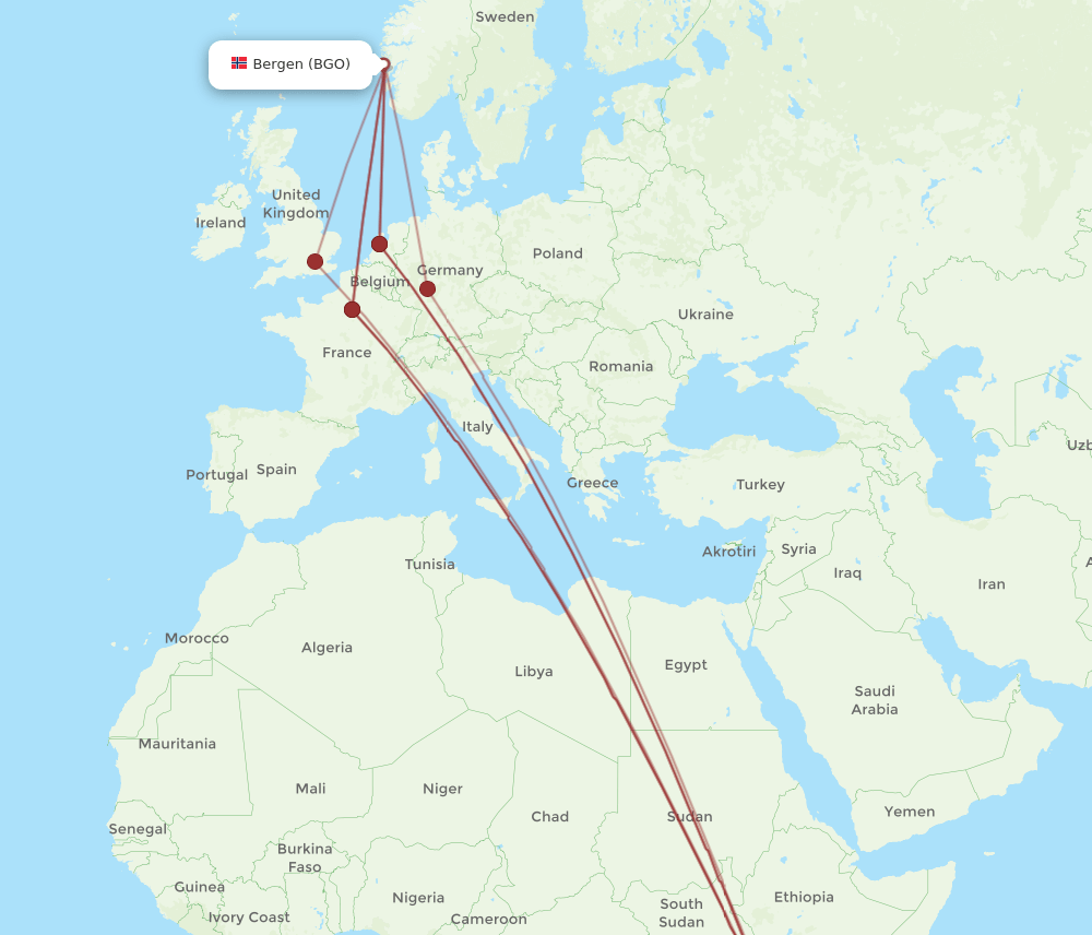 NBO-BGO flight routes