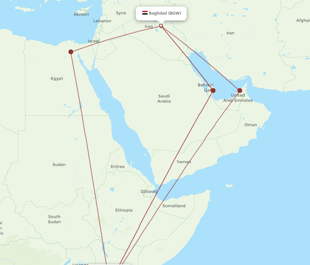 NBO to BGW flights and routes map