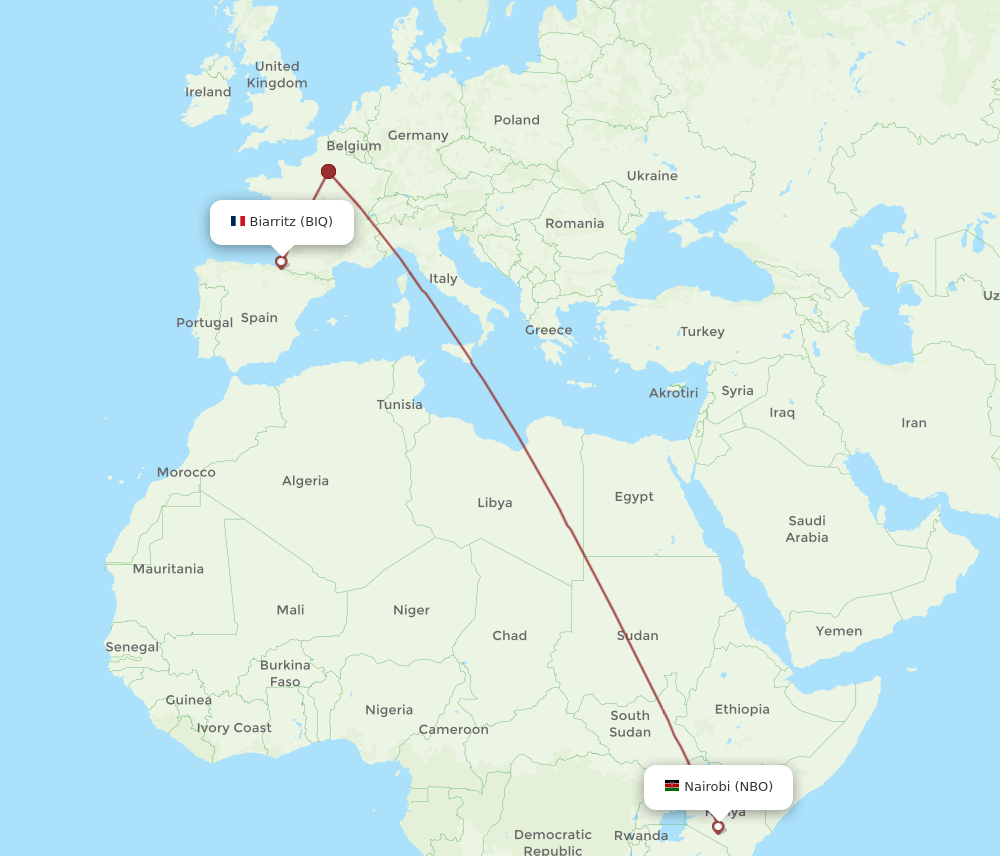 NBO to BIQ flights and routes map