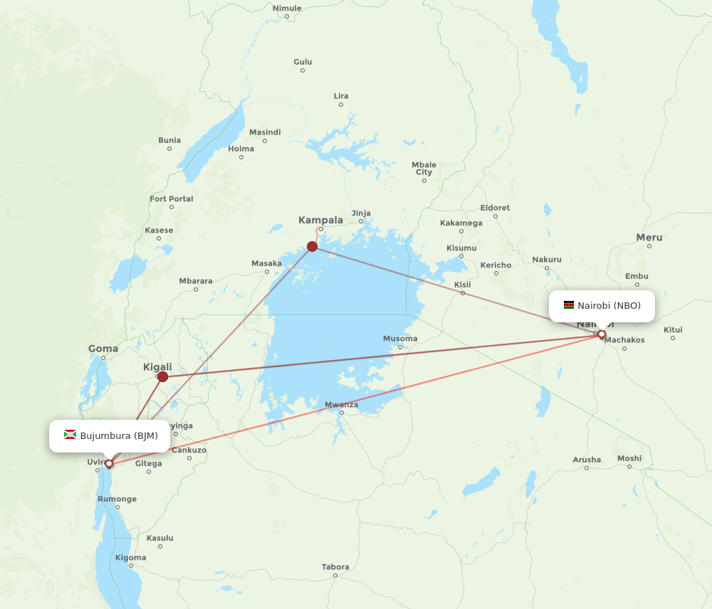 NBO to BJM flights and routes map