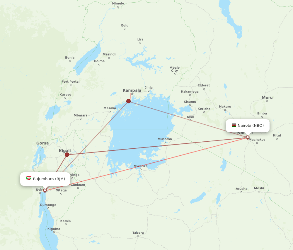 NBO to BJM flights and routes map