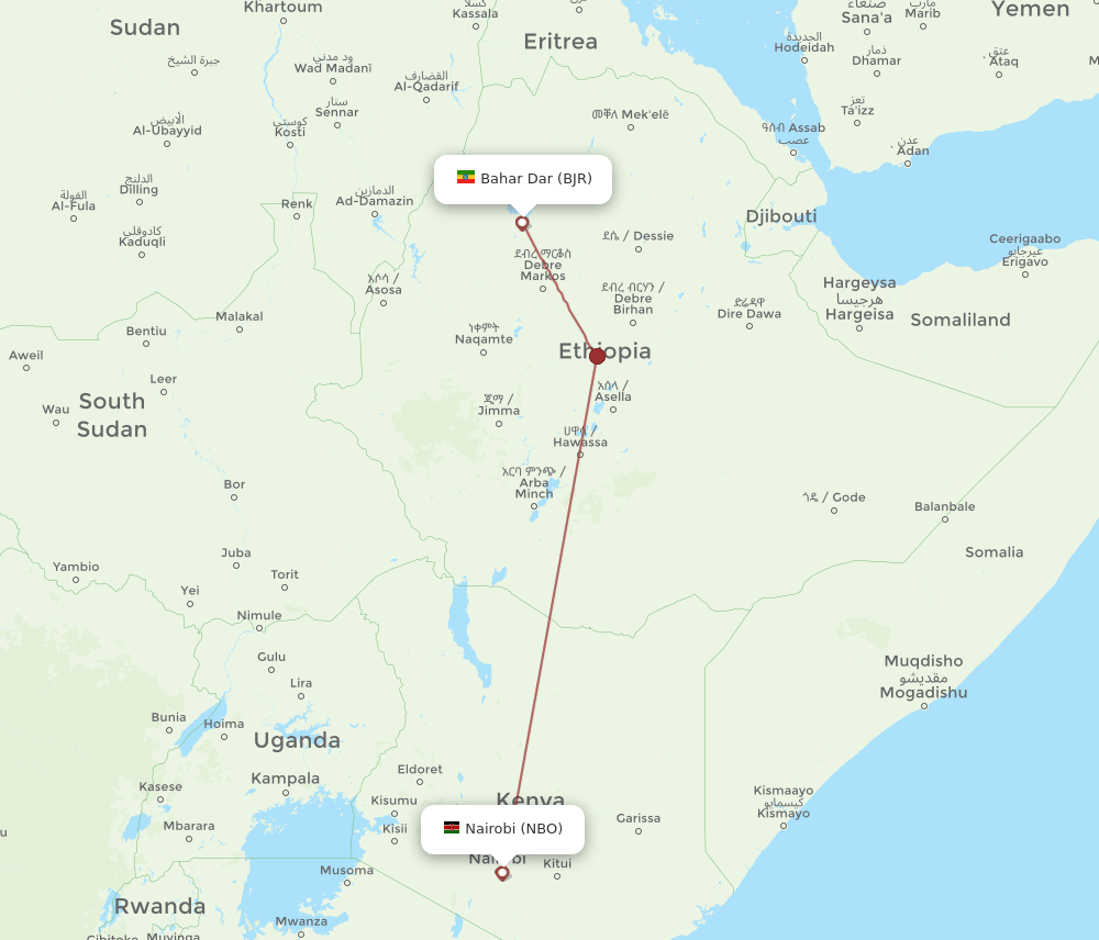 NBO-BJR flight routes