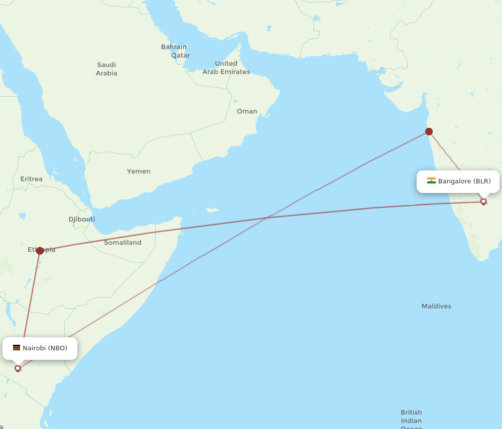 NBO-BLR flight routes