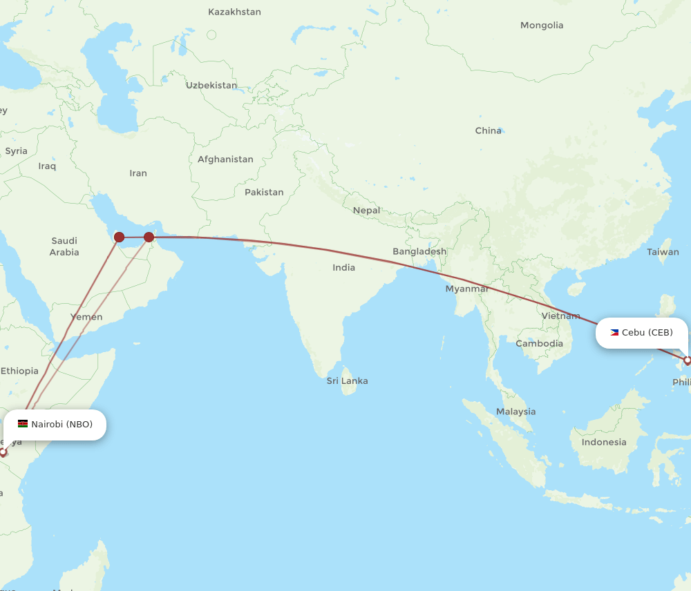 NBO-CEB flight routes
