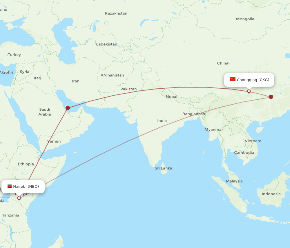 NBO-CKG flight routes