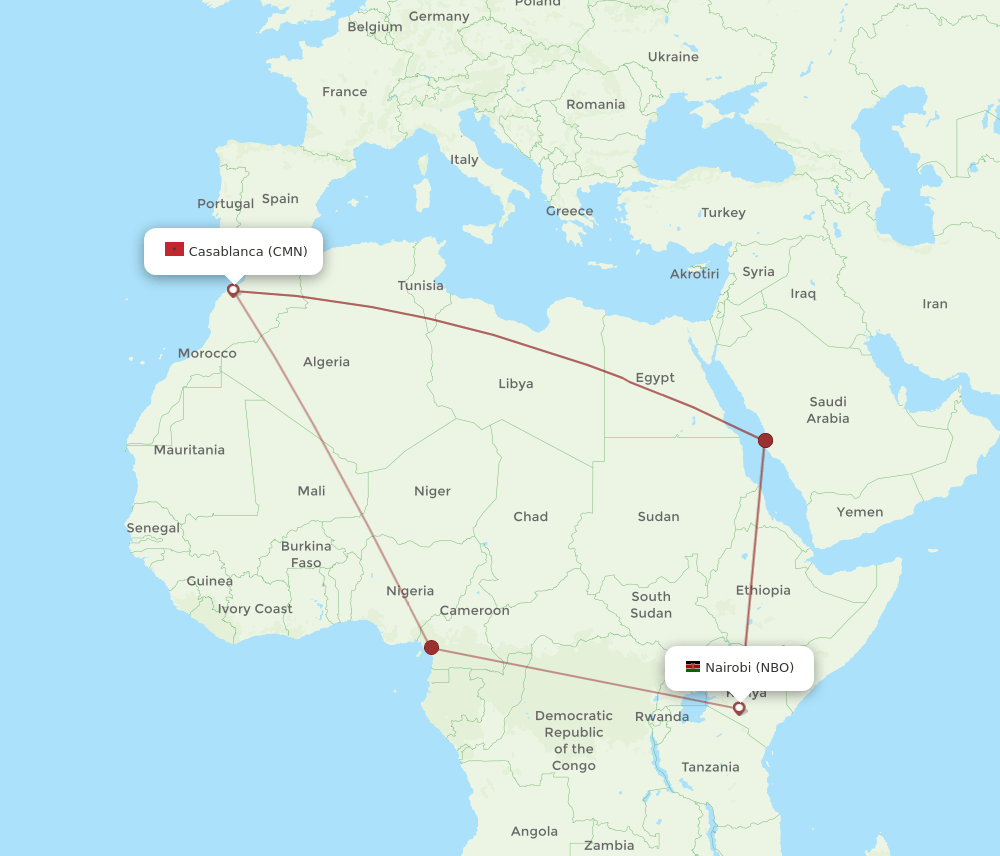 NBO-CMN flight routes