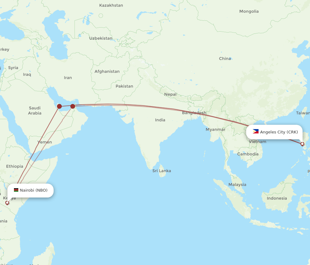 NBO-CRK flight routes