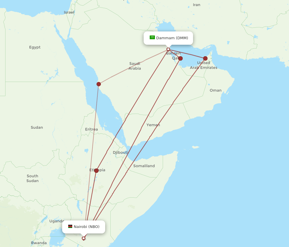 NBO-DMM flight routes