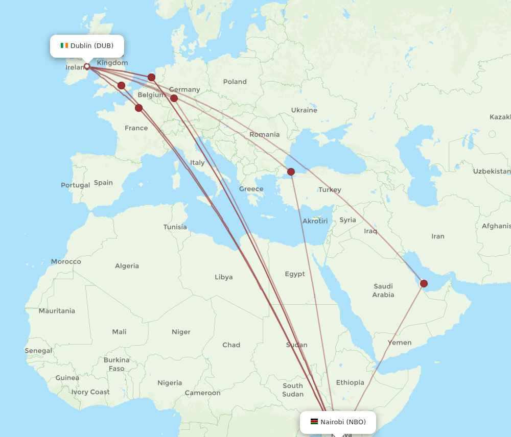 NBO-DUB flight routes