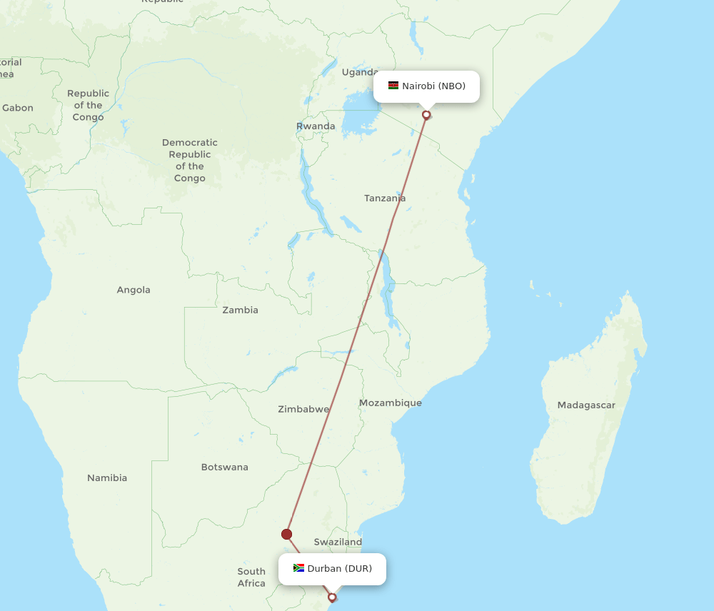 NBO-DUR flight routes
