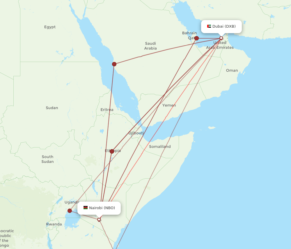 NBO-DXB flight routes