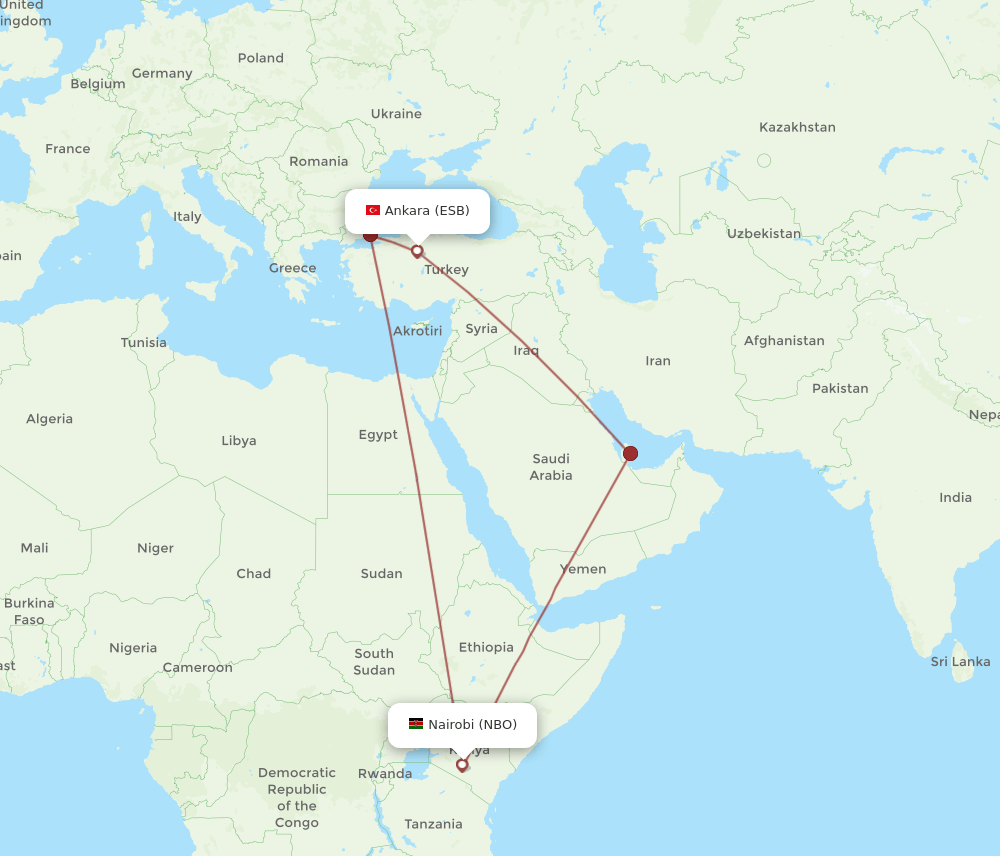 NBO-ESB flight routes