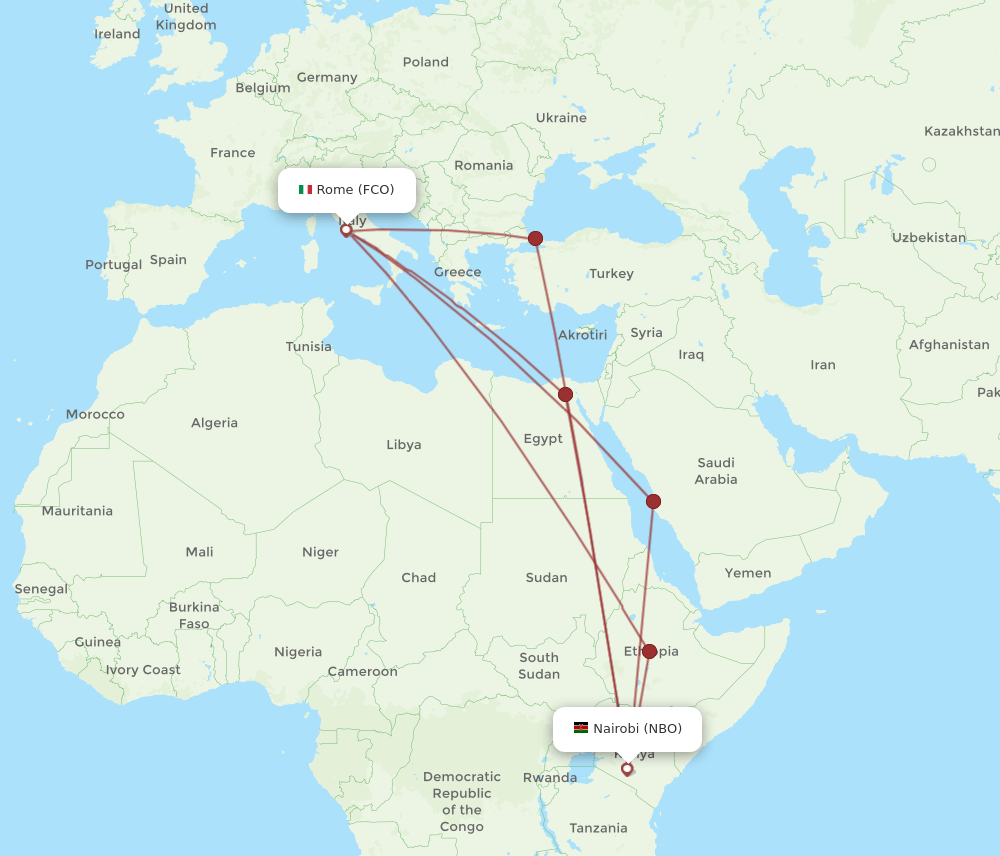 NBO-FCO flight routes