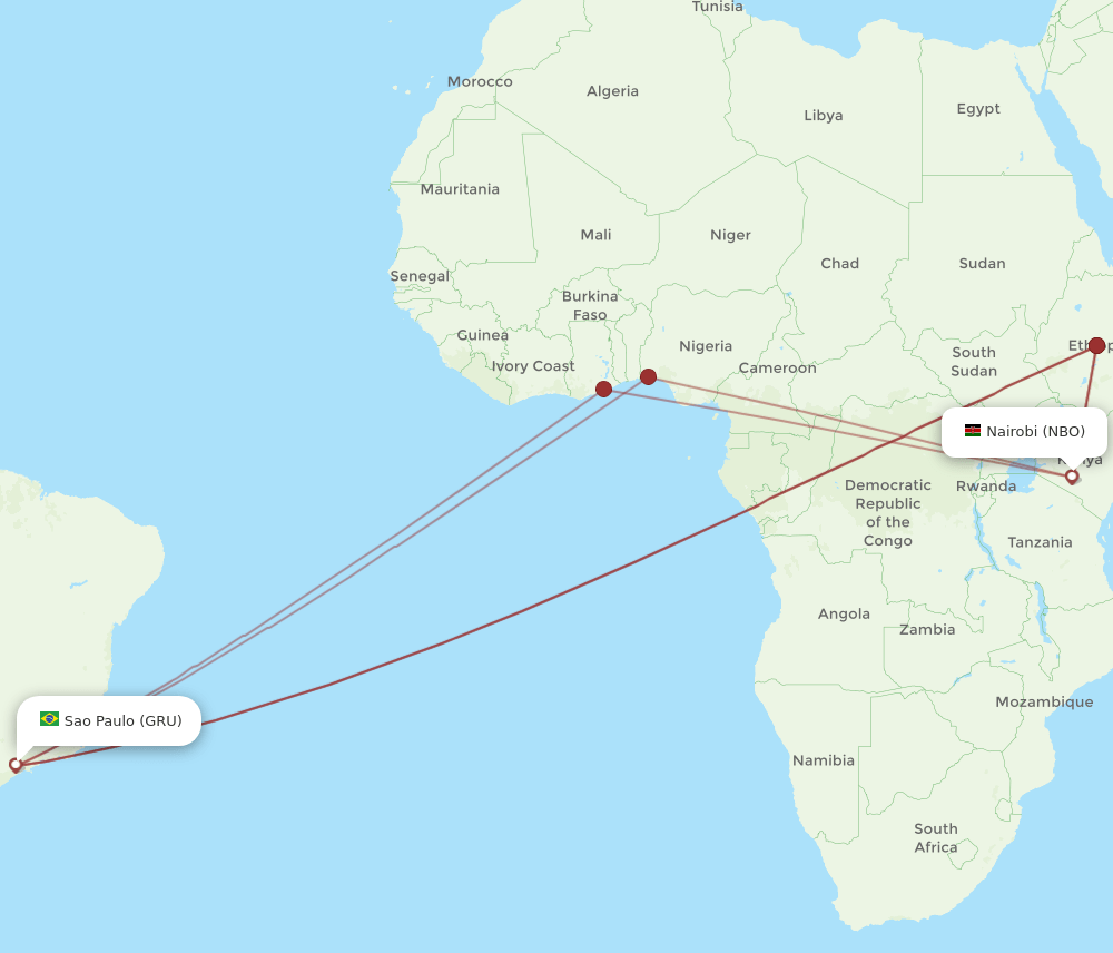 NBO-GRU flight routes