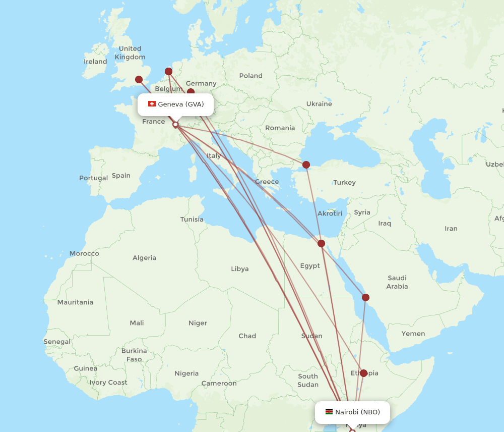 NBO-GVA flight routes
