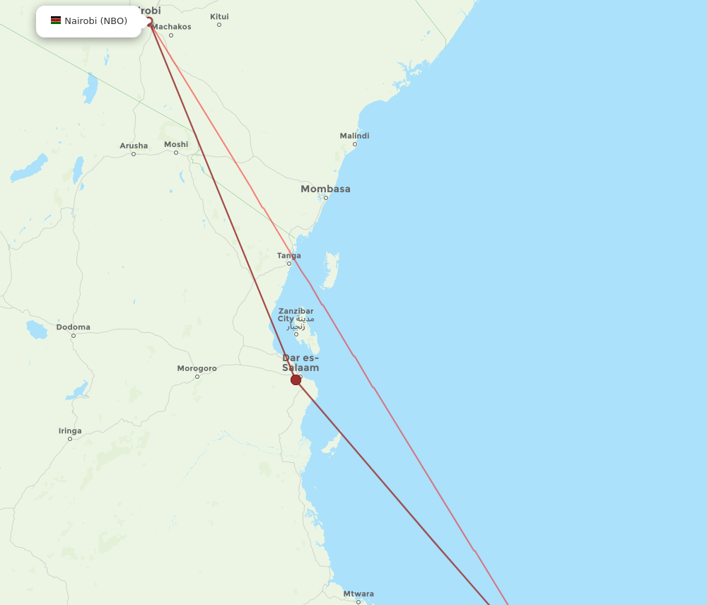 NBO to HAH flights and routes map