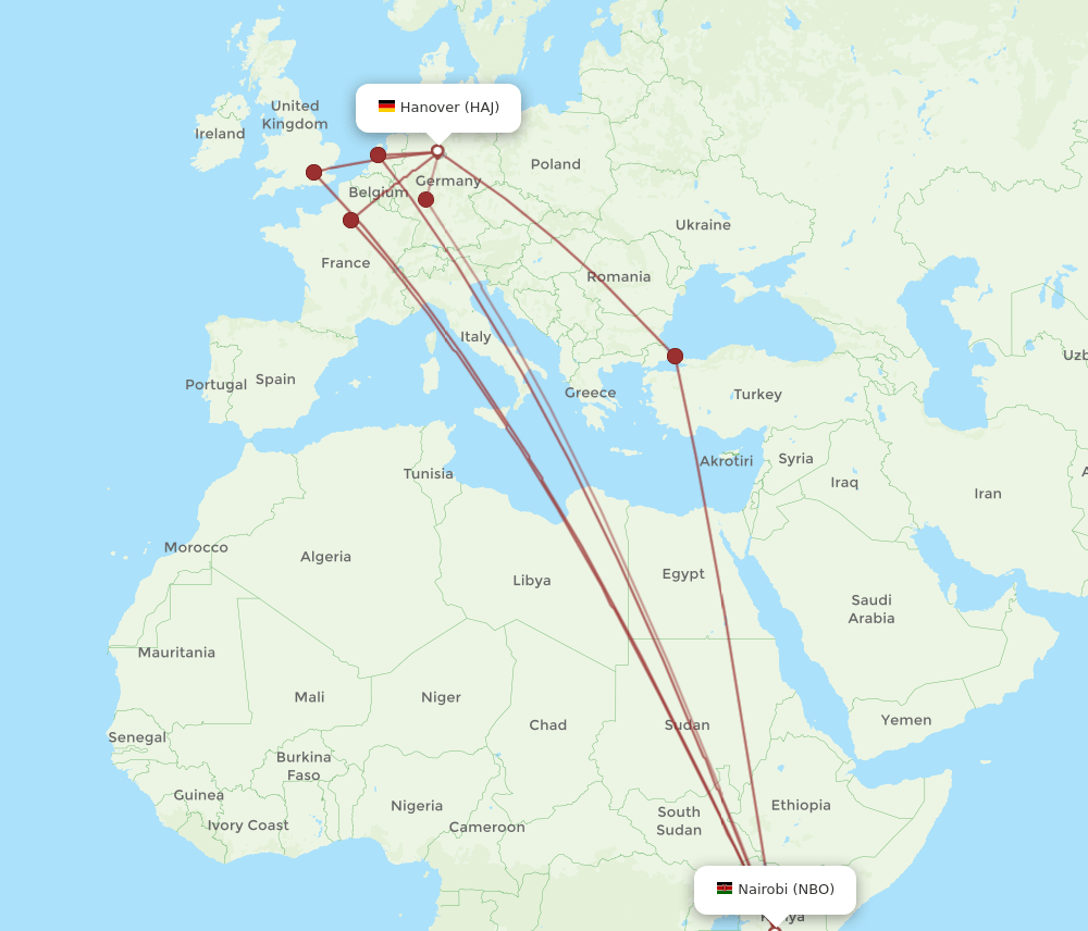 NBO-HAJ flight routes