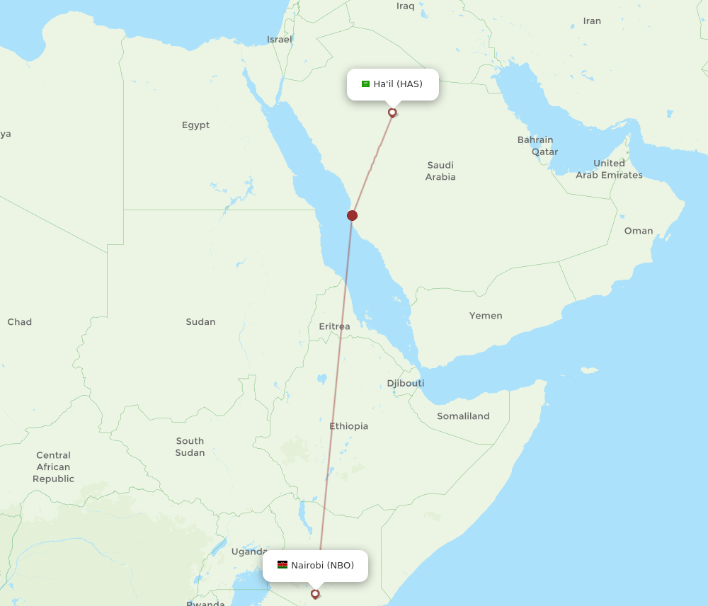 Nairobi - Hail route map and flight paths