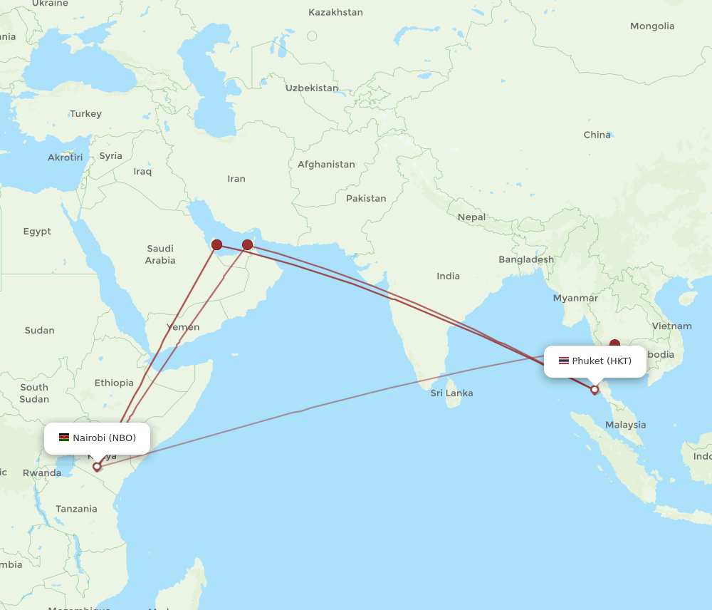 NBO-HKT flight routes