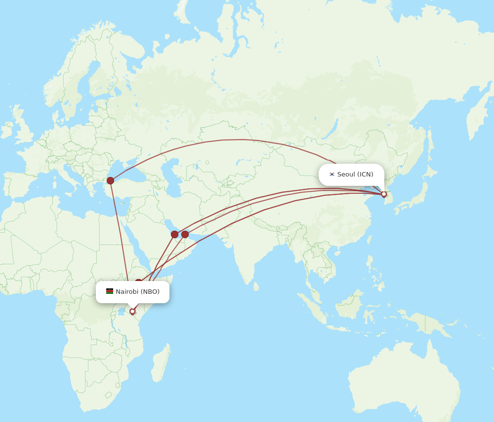 NBO-ICN flight routes