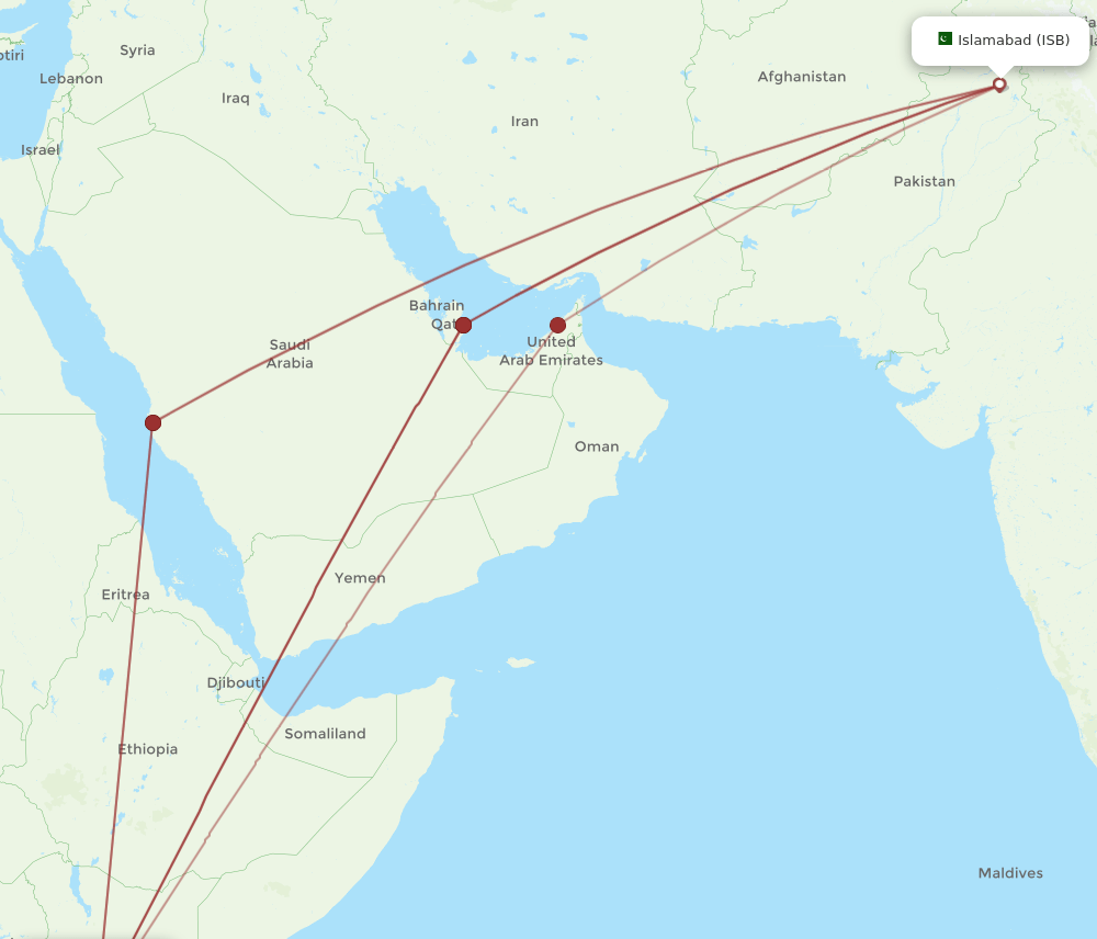 NBO-ISB flight routes