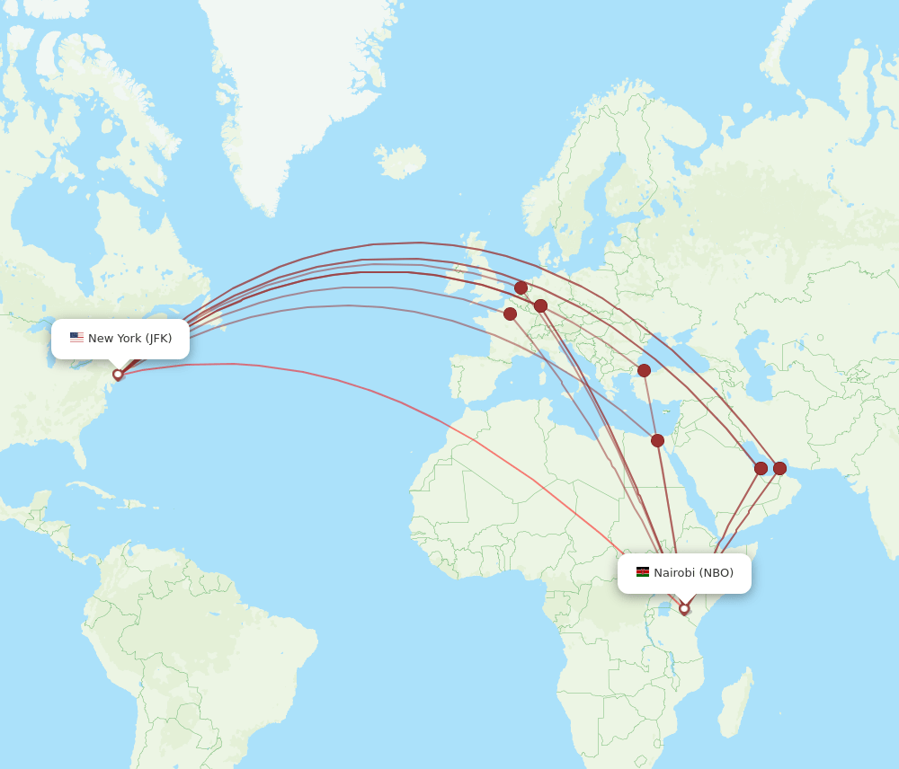NBO-JFK flight routes
